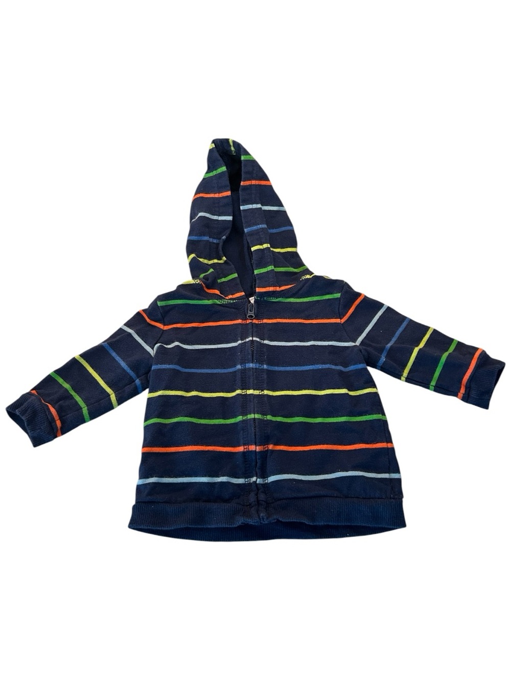 Circo Baby Boys Navy Blue Multi-Color Striped Full-Zip Fleece Hoodie